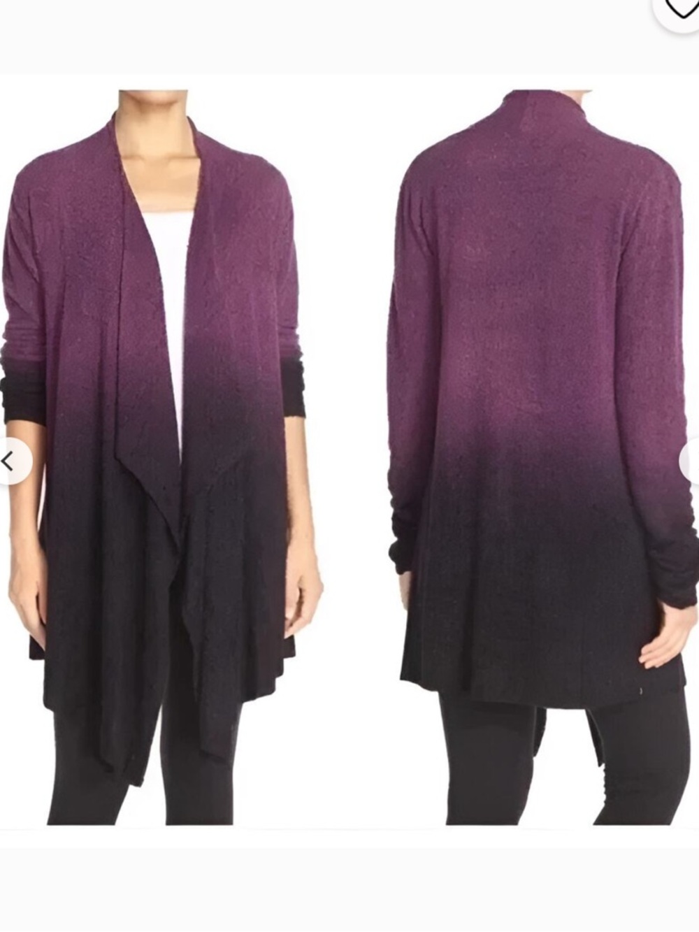 Barefoot Dreams Ombre Open-Front Cardigan - Plum to Black. Size L/XL